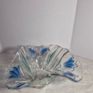 Vintage Mikasa Bluebells Candy Dish Crystal Clear Glass Ruffled Bowl Embossed
